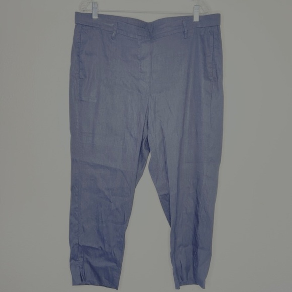 JJill Linen‎ Stretch Cropped Pants Navy Blue XL